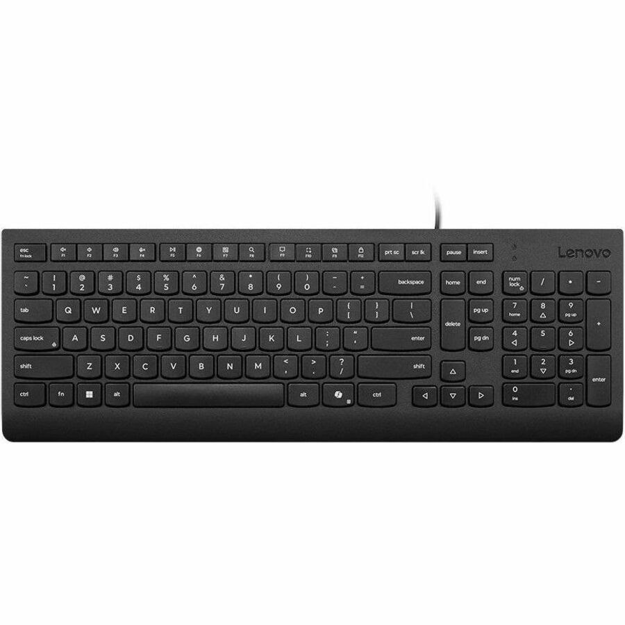 Lenovo Essential Keyboard - Cable Connectivity - USB Type A Interface - English (UK) - Black