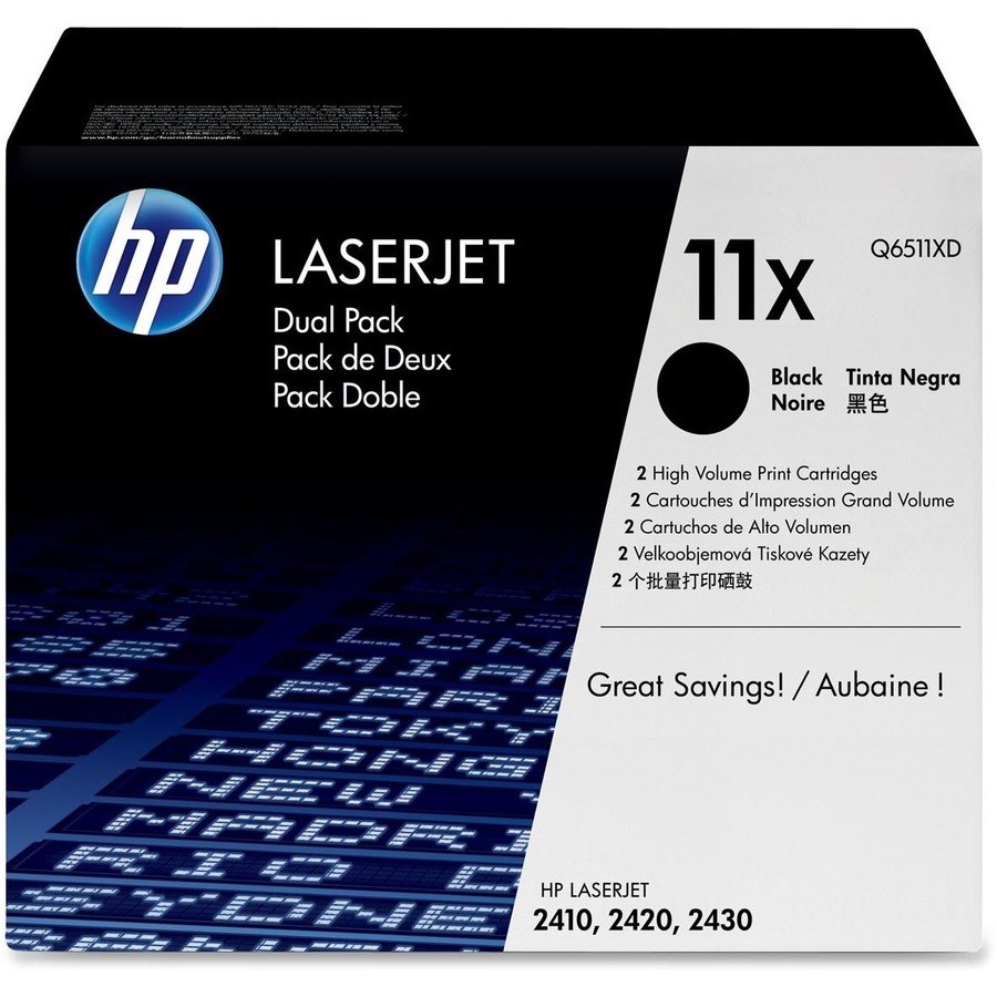 HP 11X Original Laser Toner Cartridge - Black - 2 / Box