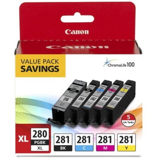 Canon PGI-280 XL / CLI-281 Original Inkjet Ink Cartridge - Value Pack - Black, Cyan, Magenta, Yellow, Pigment Black - 5 / Pack