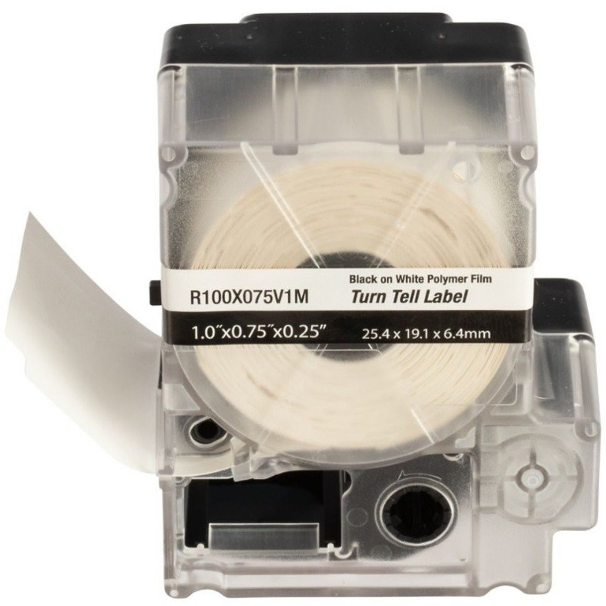 Panduit PXE R100X075V1M MP Printer Turn-Tell Label, Vinyl, White, 0.75"x1" , 0.25"POH