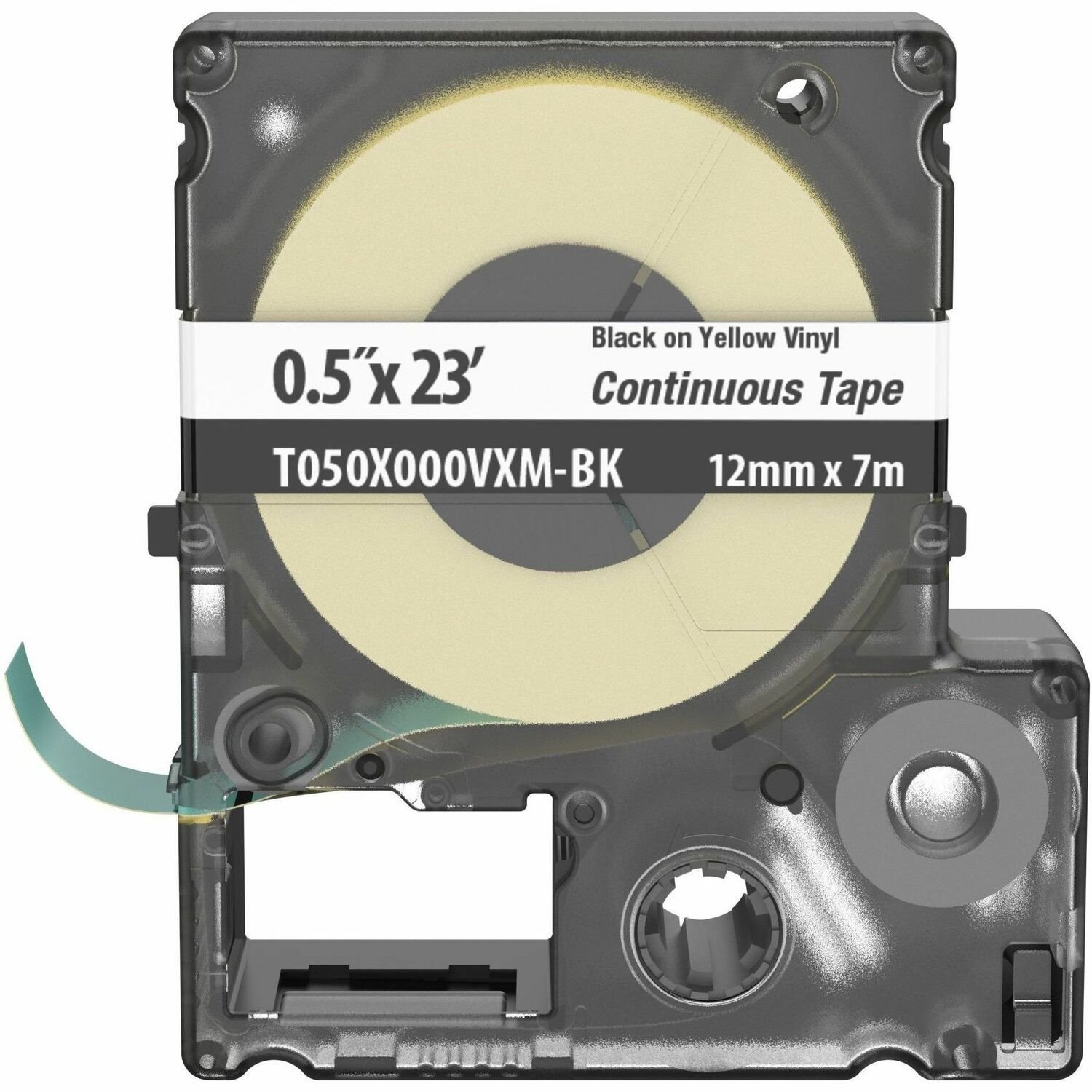 Panduit PXE&trade; T050X000VXM-BK MP Printer Cont. Tape, Safety & ID, Vinyl, Blk/Ylw, 0.5" W