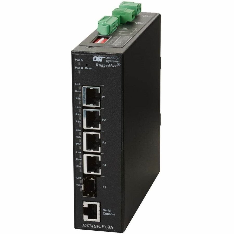 Omnitron Systems RuggedNet 10GMGPoE+/Mi, 1x SFP/SFP+, 4x RJ-45 PoE/PSE, 5 Year Warranty