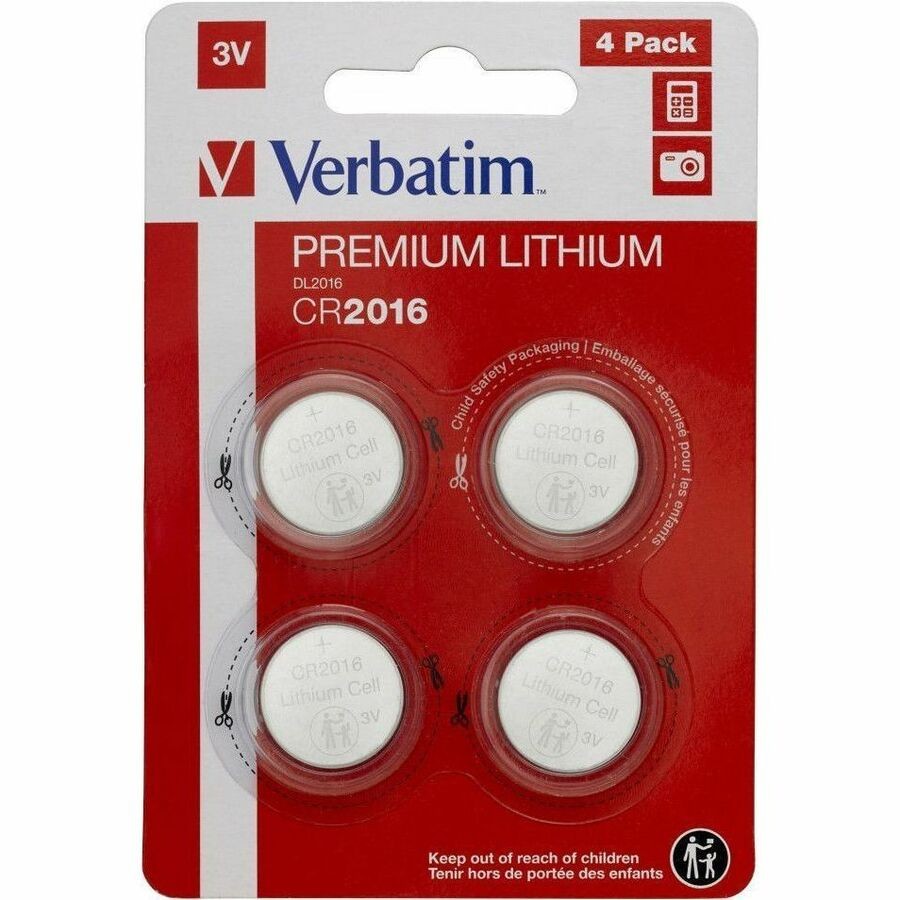 Verbatim CR2016 Battery - Lithium (Li) - 4 / Pack