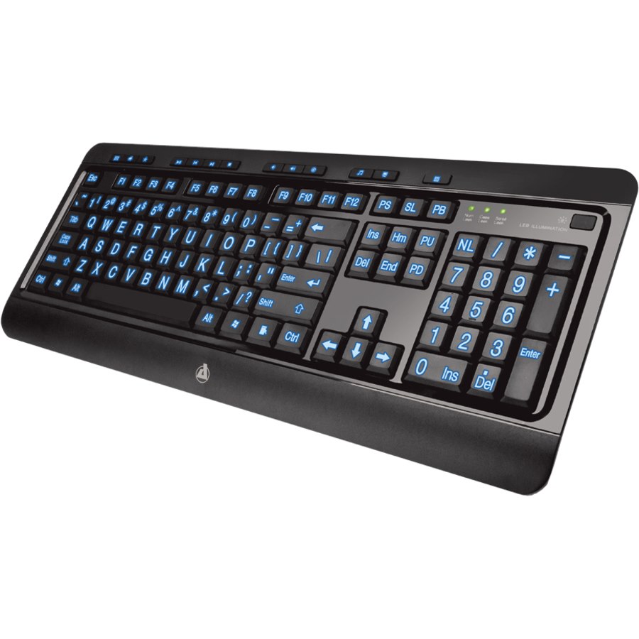 AziO Large Print 3 Color Backlit Keyboard