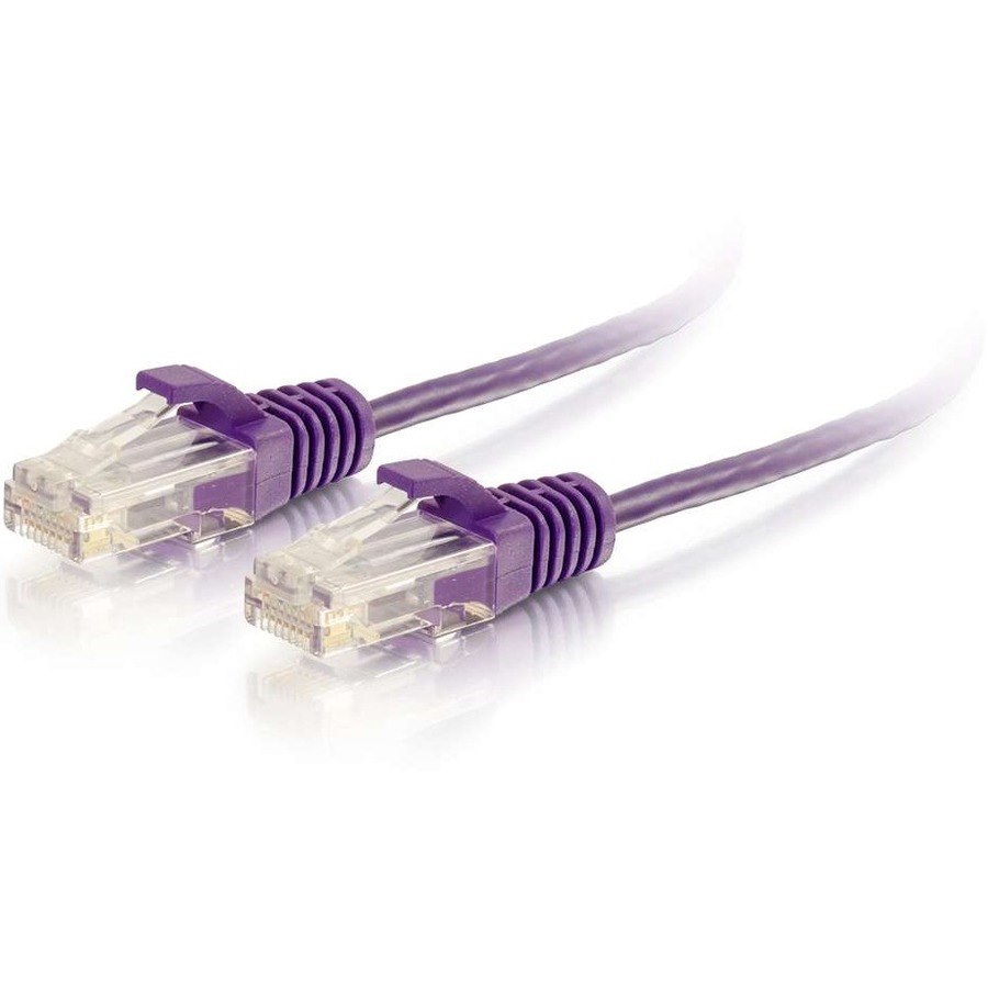 C2G 1ft Cat6 Snagless Unshielded (UTP) Slim Ethernet Cable - Cat6 Network Patch Cable - PoE - Purple