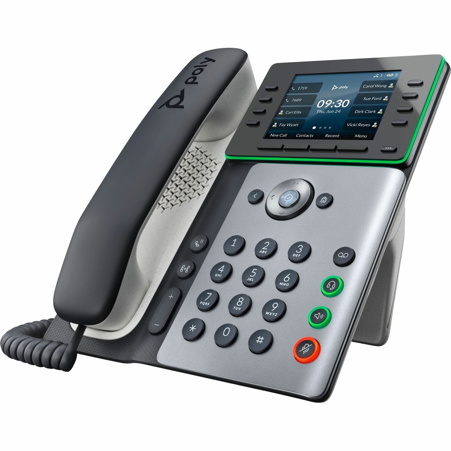 Poly Edge E350 IP Phone - Corded - Corded/Cordless - Wi-Fi, Bluetooth - Desktop, Wall Mountable - Black