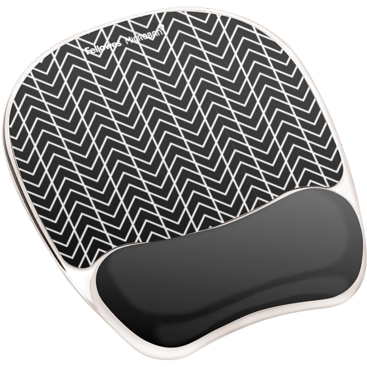 Fellowes Photo Gel Mouse Pad Wrist Rest with Microban&reg; - Black Chevron