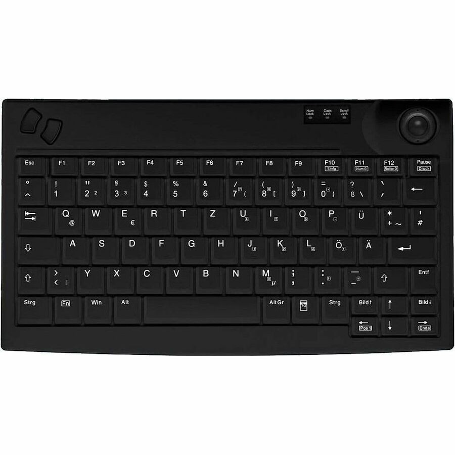 Active Key Keyboard - Compact - Cable Connectivity - USB 1.1 Interface - Trackball - German - Black