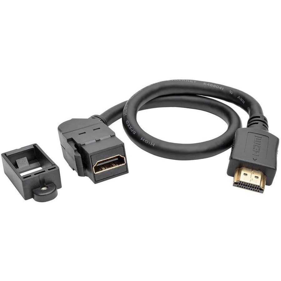 Eaton Tripp Lite Series High-Speed HDMI with Ethernet All-in-One Keystone/Panel Mount Extension Cable (M/F), Angled Connector, 1 ft. (0.31 m)