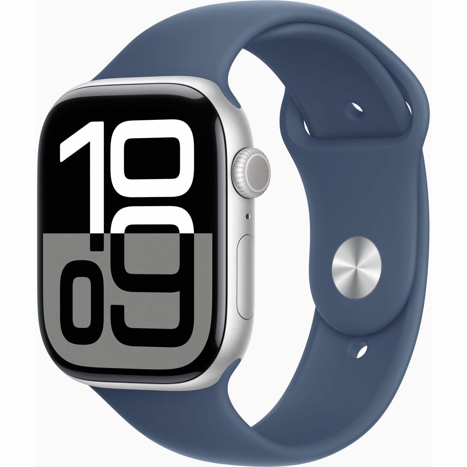 Apple Watch Series 10 Smart Watch - 46 mm Case Height - 39 mm Case Width - Silver Case Color - Denim Band Color - Aluminium Case Material - Wireless LAN - LTE, UMTS