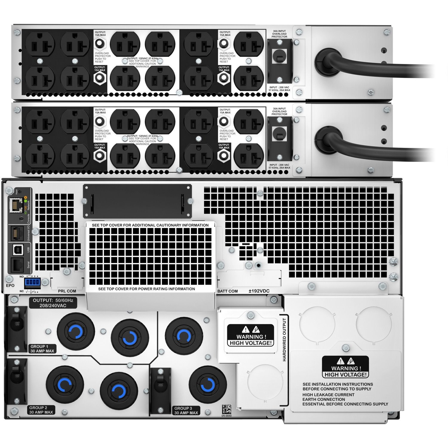 APC by Schneider Electric Smart-UPS SRT 10kVA RM with two 208V to 120V 2U 5kVA Step-Down Transformers