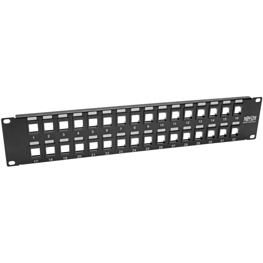 Eaton Tripp Lite Series 32-Port 2U Rack-Mount Unshielded Blank Keystone/Multimedia Patch Panel, RJ45 Ethernet, USB, HDMI, Cat5e/6