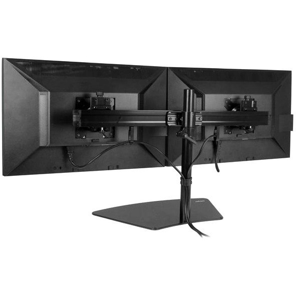 StarTech.com Dual Monitor Stand, Horizontal, For up to 24" (17.6lb/8kg) VESA Monitors, Black, Adjustable Monitor Stand, Steel & Aluminum