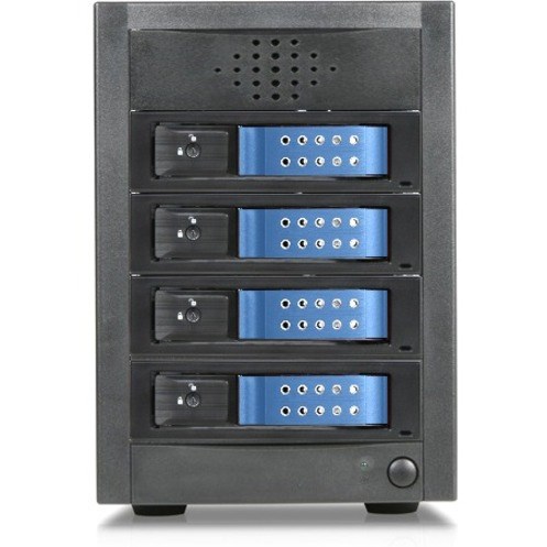 RAIDage JAGE5BT4HDBL-DE Drive Enclosure 12Gb/s SAS, SATA/600 - Mini-SAS HD Host Interface Tower - Black, Blue