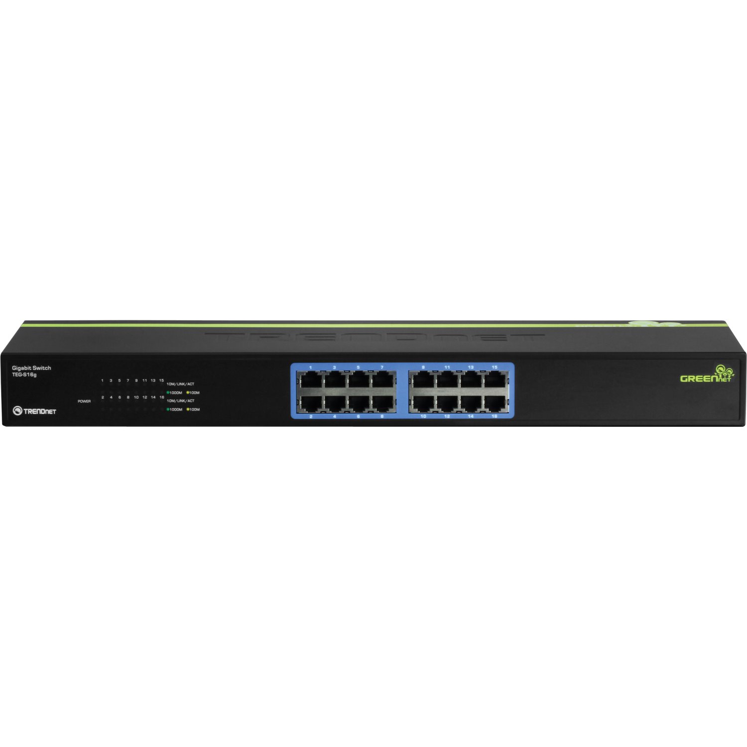 TRENDnet TEG-S16g 16 Ports Ethernet Switch - Gigabit Ethernet, Fast Ethernet - 10/100/1000Base-T - New - Black - TAA Compliant