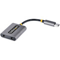 StarTech.com USB-C Headphone Splitter, USB Type C Dual Headset Adapter w/Mic Input, USB C to 3.5mm Audio Adapter/Earphone Dongle/Aux Jack