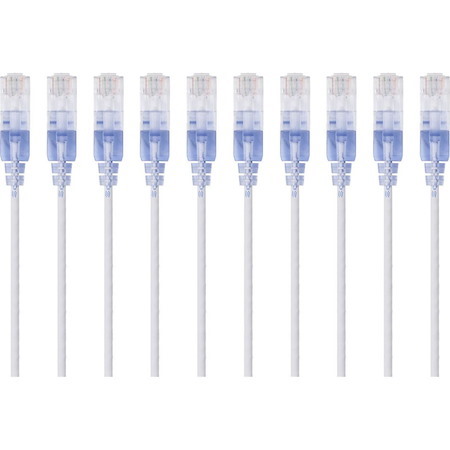 Monoprice 10-Pack, SlimRun Cat6A Ethernet Network Patch Cable, 10ft White