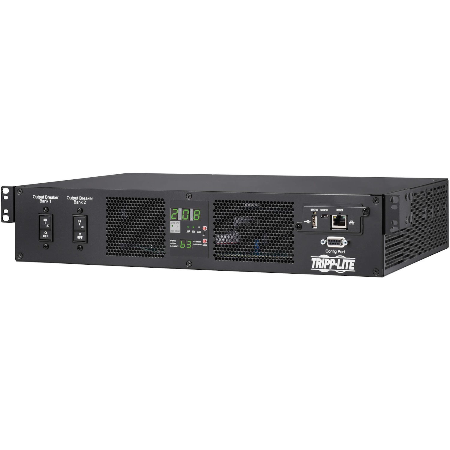 Eaton Tripp Lite Series 7.4kW 200-240V Single-Phase ATS/Monitored PDU - 16 C13 & 2 C19 Outlets, Dual IEC 309 32A Blue Inputs, 3 m Cords, 2U, TAA