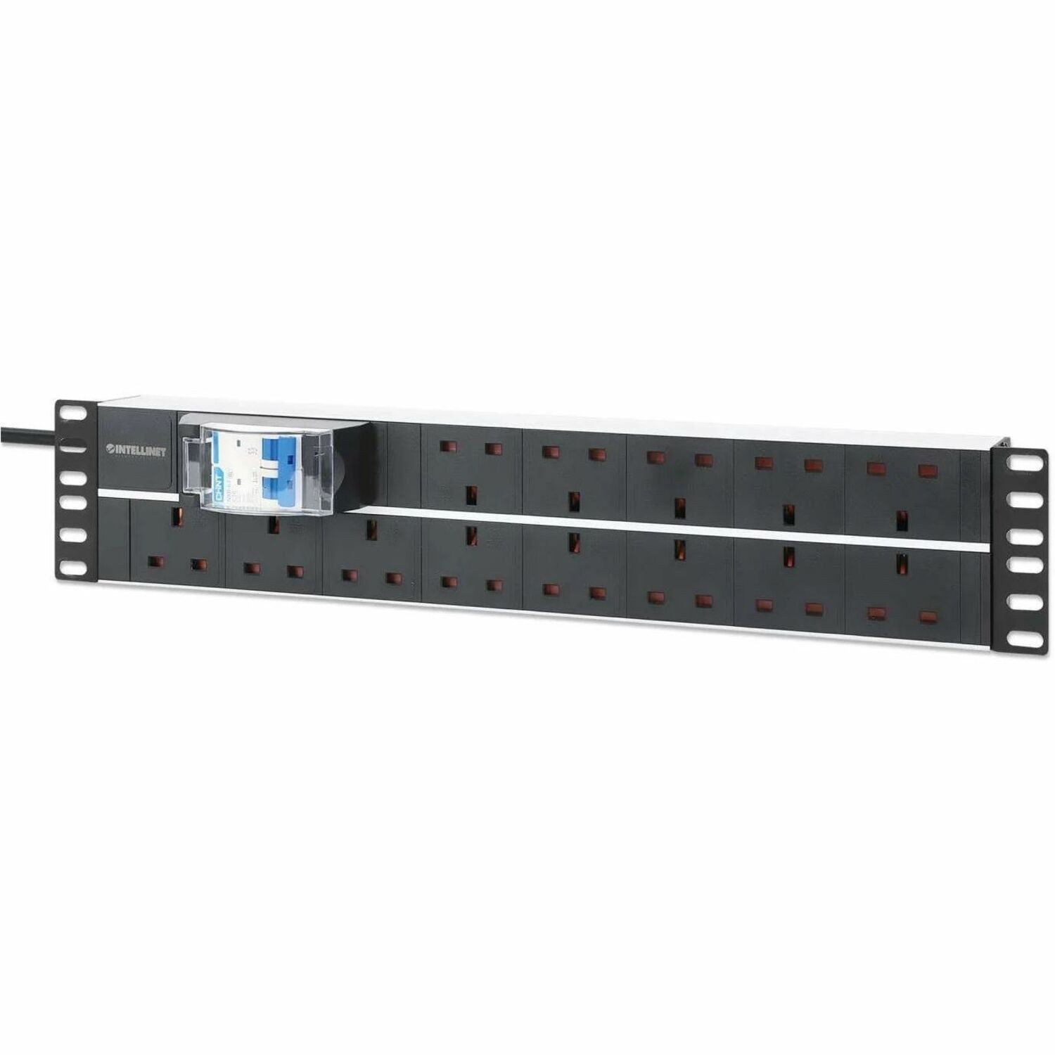 19" 2U PDU 15-way UK, With 2P air breaker, Rackmount, Power Distribution Unit, UK 3-pin outlets, 3m power cord, output