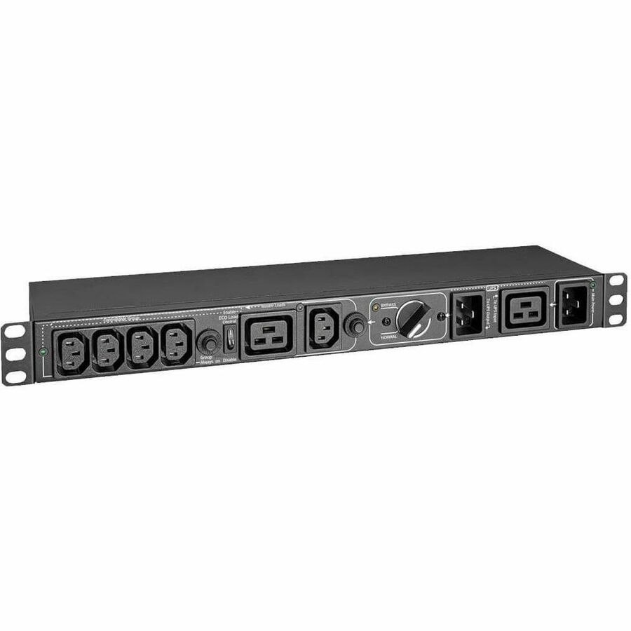 Eaton Tripp Lite Series 200-250V 16A Single-Phase Hot-Swap PDU with Manual Bypass - 5 C13 and 1 C19 Outlets, 2 C20 Inlets, 1U Rack/Wall