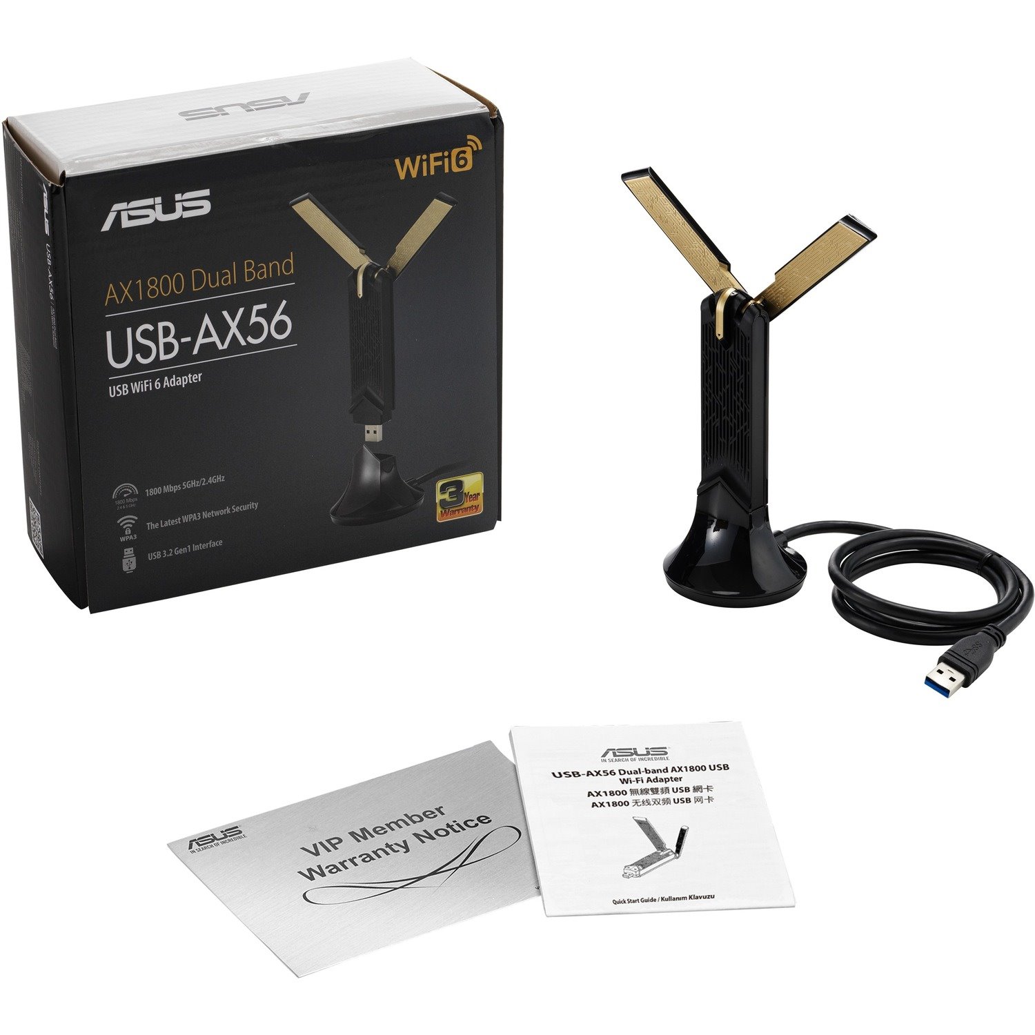 Asus USB-AX56 IEEE 802.11ax Dual Band Wi-Fi Adapter for Computer/Notebook