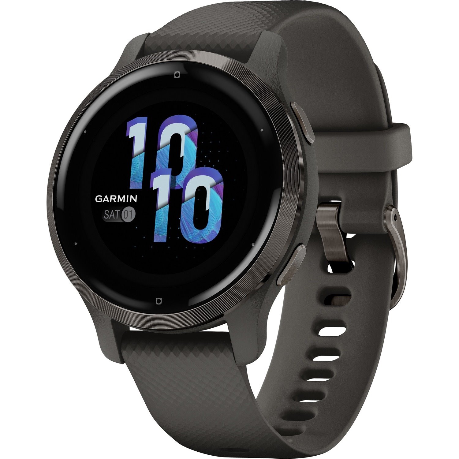 Garmin Venu 2S Smart Watch - 40.40 mm Case Height - 40.40 mm Case Width - Slate Body Color - Graphite Case Color - Graphite Band Color - Stainless Steel Body Material - Fiber Reinforced Polymer Case Material - Silicone Band Material - Wireless LAN