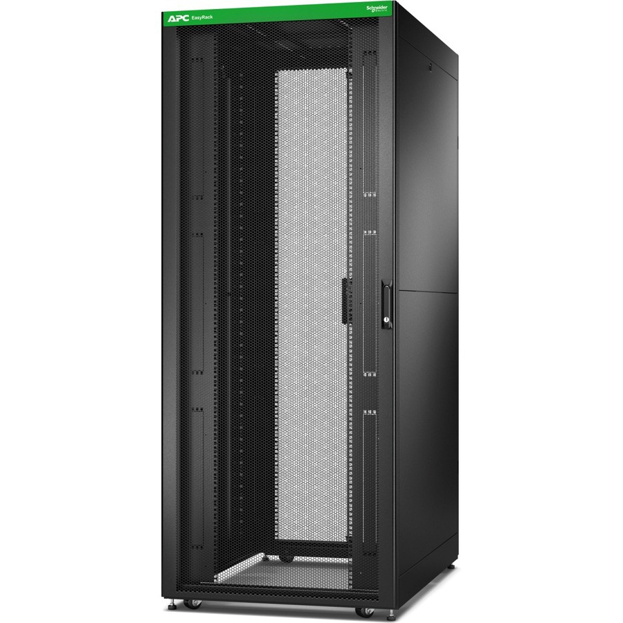 APC Easy Rack, 42U, Black, With Roof, Castors, Feet, 4 Brackets, and Side Panels, No Bottom, 1991H x 800W x 1100D mm