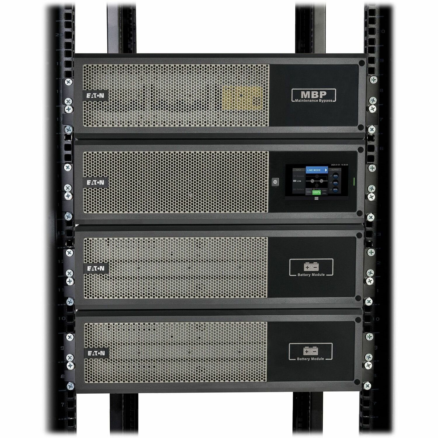 Eaton 5kW UPS bundle/kit model that includes a 5kW Power Module, 5k-MBP, one EBM and INDGW-M3 card.
