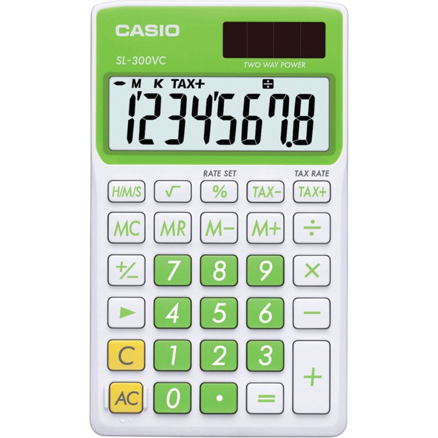 Casio Sl300Vcgnsih Solar Wallet Calculator With 8-Digit Display - Green