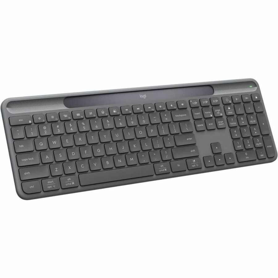 Logitech Signature Slim Solar+ K980 Keyboard - Full-size - Wireless Connectivity - USB Type C Interface - English (US) - Graphite
