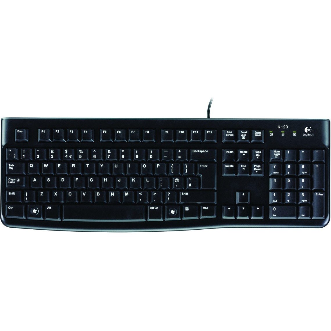 Logitech K120 Keyboard - Cable Connectivity - USB Interface - Russian - QWERTY Layout - Black