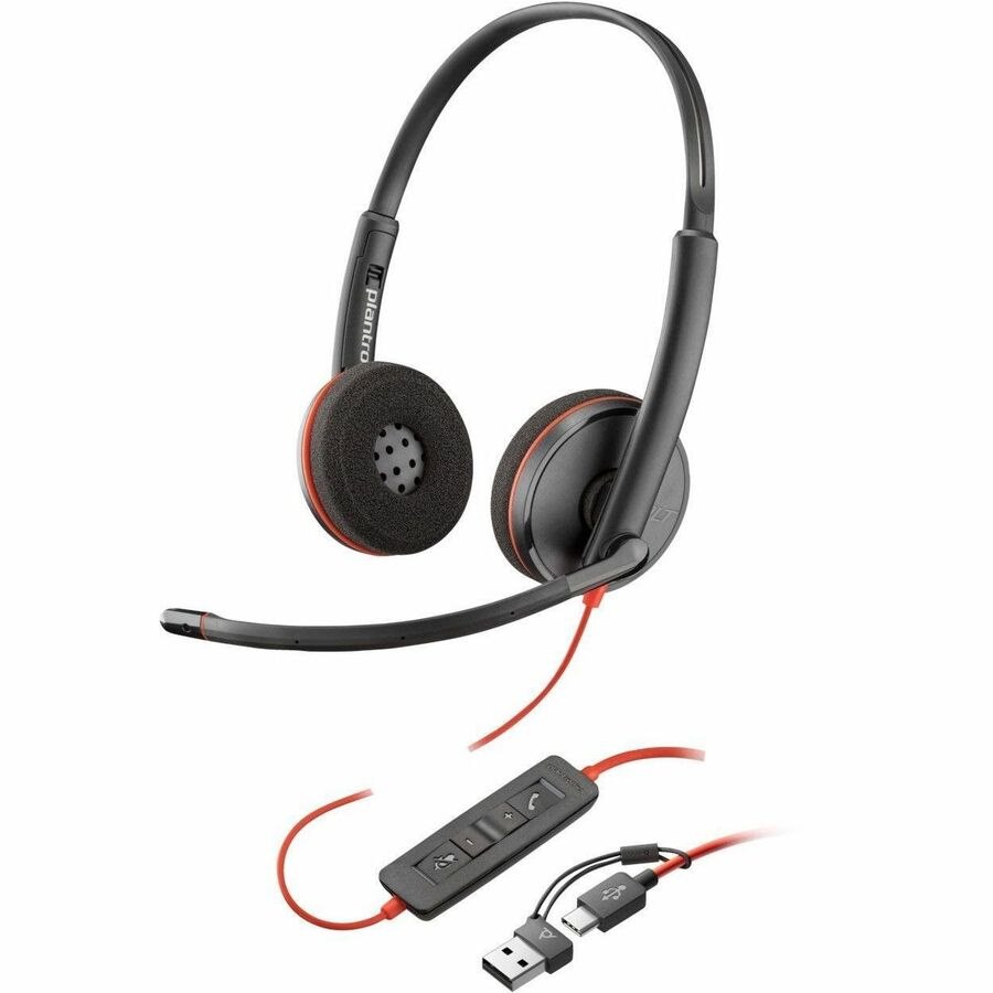 Poly Blackwire 3220 Wired On-ear Stereo Headset - Black