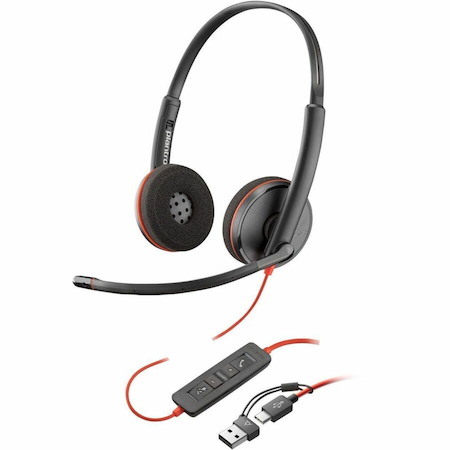 Poly Blackwire 3220 Wired On-ear, Over-the-head Stereo Headset - Black