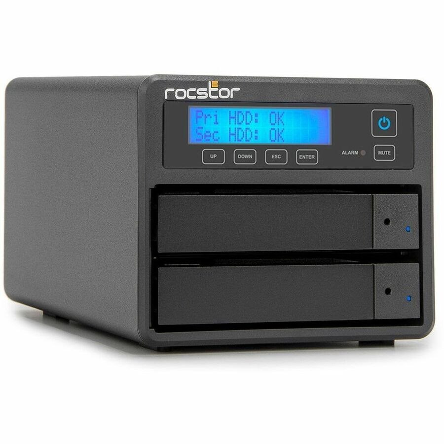 Rocpro U33 Professional 48TB Drive - 2x24TB HDD - 7200 RPM - RAID 0/1 - USB 3.2 SuperSpeed 10Gbps - 2-Bay - Hot Swap Tray - Mac/PC - Black - TAA