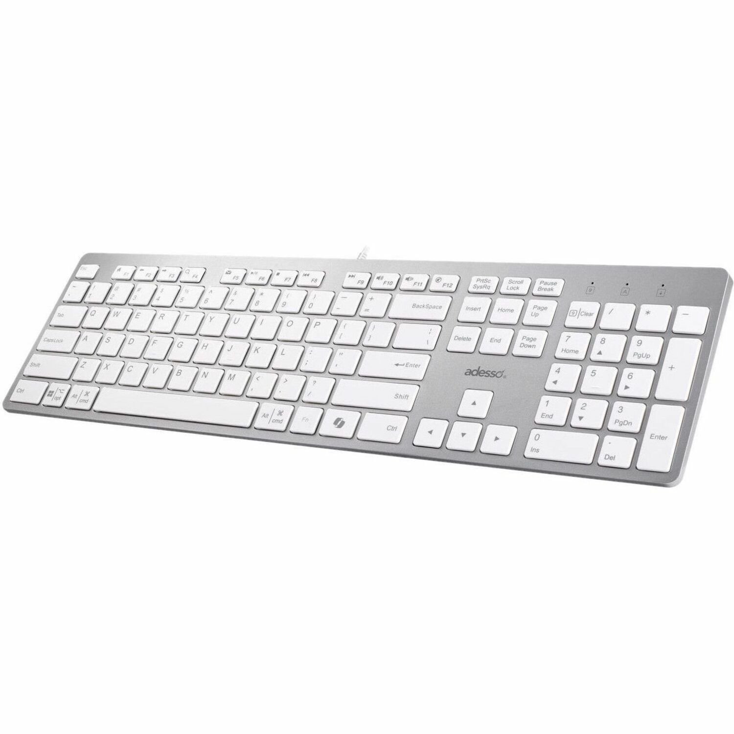 Adesso EasyTouch 730UW USB-C Multi OS Scissor Switch Keyboard With CoPilot AI Hotkey And USB-C, USB-A, 3.5mm Aux Ports