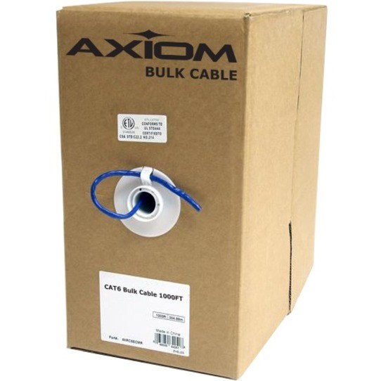 Axiom CAT6 23AWG 4-Pair Solid 550MHz Plenum Bulk Cable Spool 1000FT (Green)