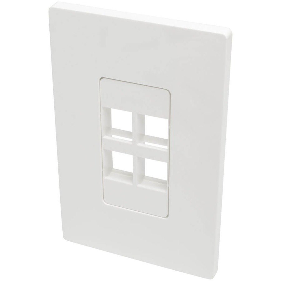 Eaton Tripp Lite Series 4-Port Keystone Single-Gang Faceplate, White, TAA