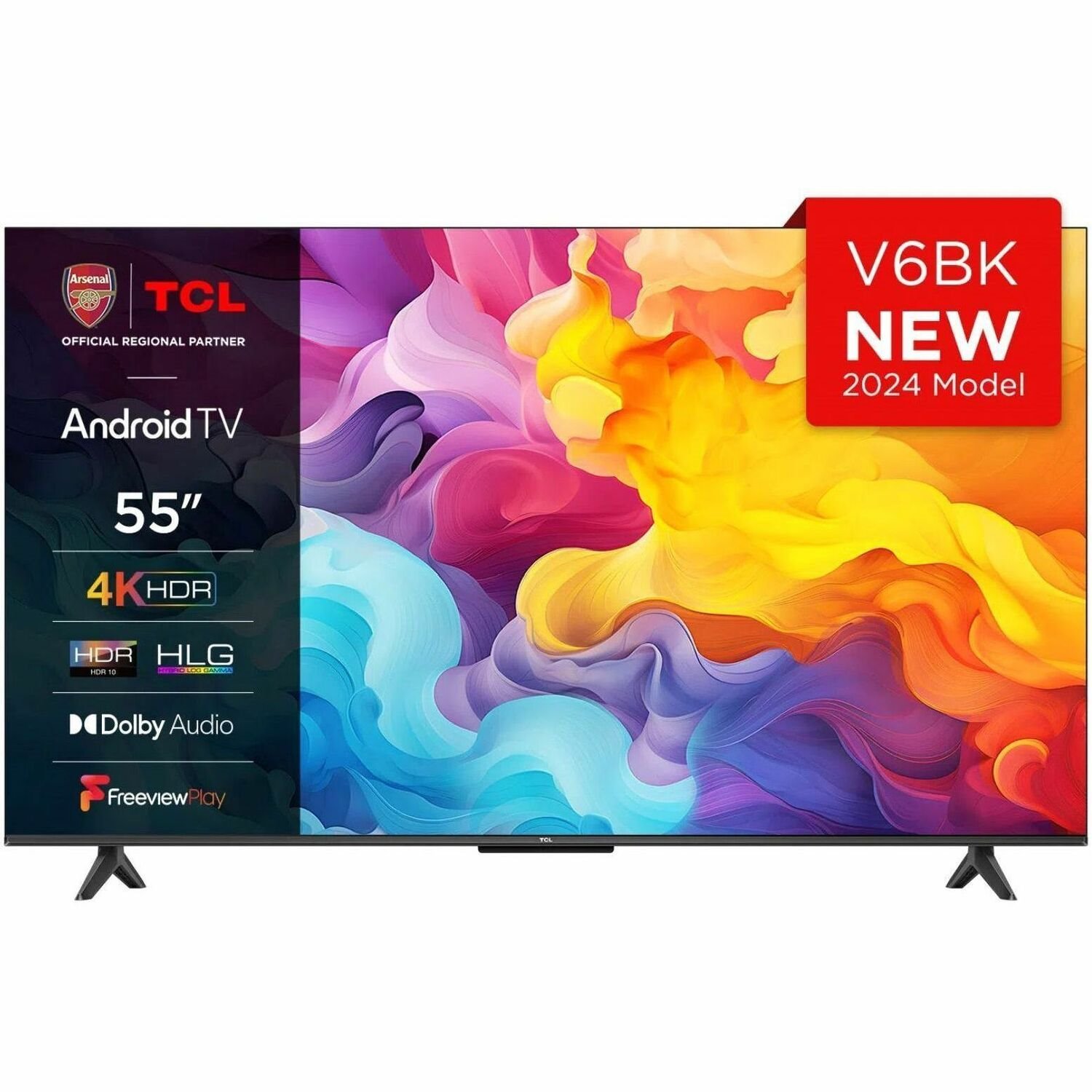 TCL V6B 55V6BK 54.60" (138.68 cm) Smart LED-LCD TV 2024 - 4K UHDTV - High Dynamic Range (HDR) - Brushed Titanium Metal