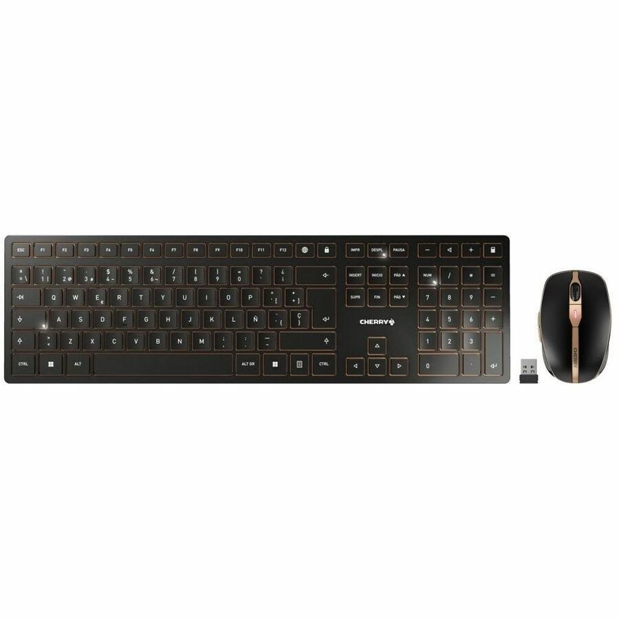 Cherry DW 9100 Slim Toetsenbord Inclusief Muis Universeel RF-draadloos + Bluetooth Qwerty Spaans Zwart ** New Retail **
