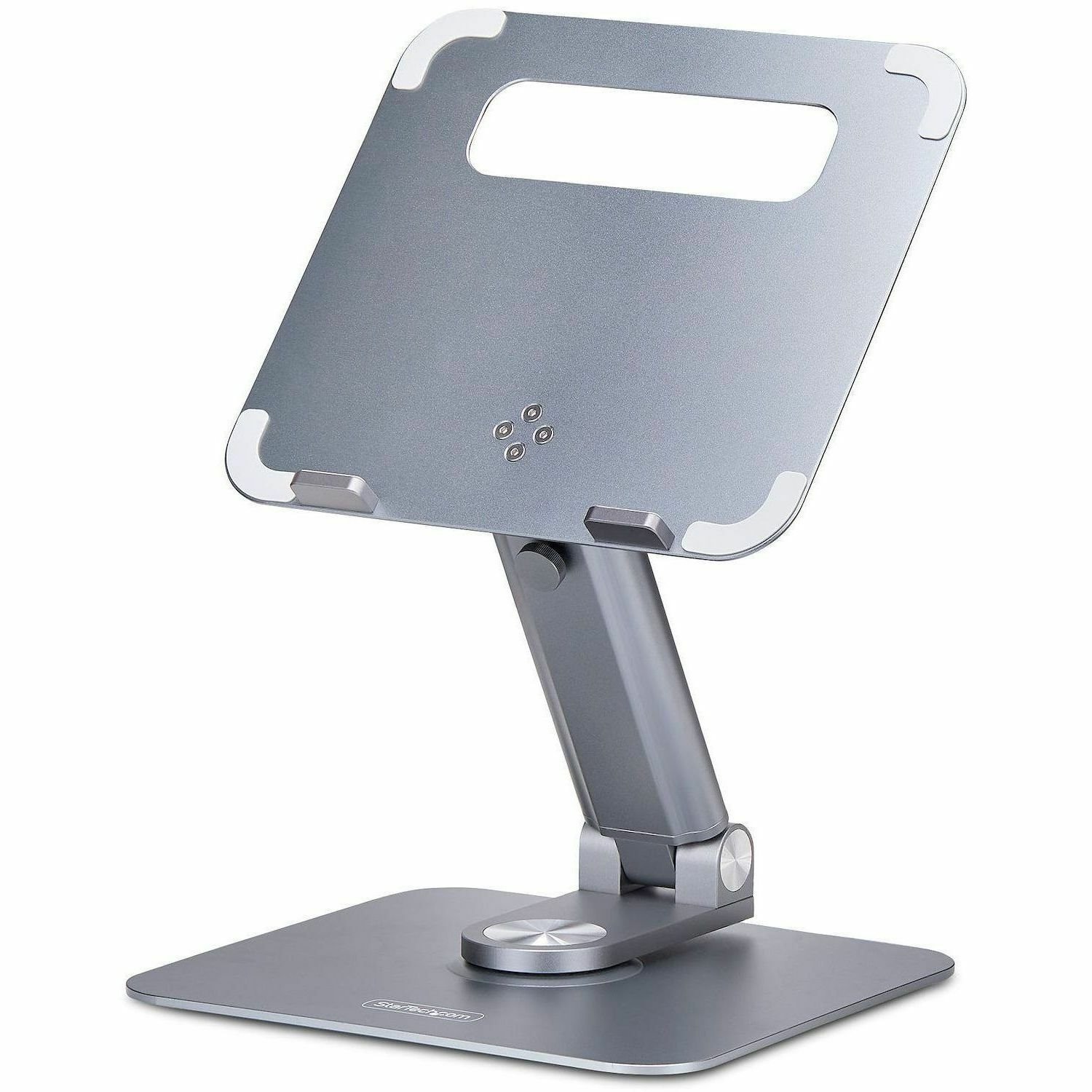 StarTech.com Telescopic Laptop Stand, 360 Swivel Base, Rotating Computer Riser for Desk, Adjustable Height/Tilt, Max 11lb/5kg, Aluminum