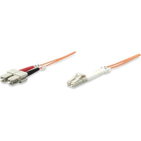Intellinet Network Solutions Fiber Optic Patch Cable, LC/SC, OM1, 62.5/125, Multimode, Duplex, Orange, 3 ft (1 m)