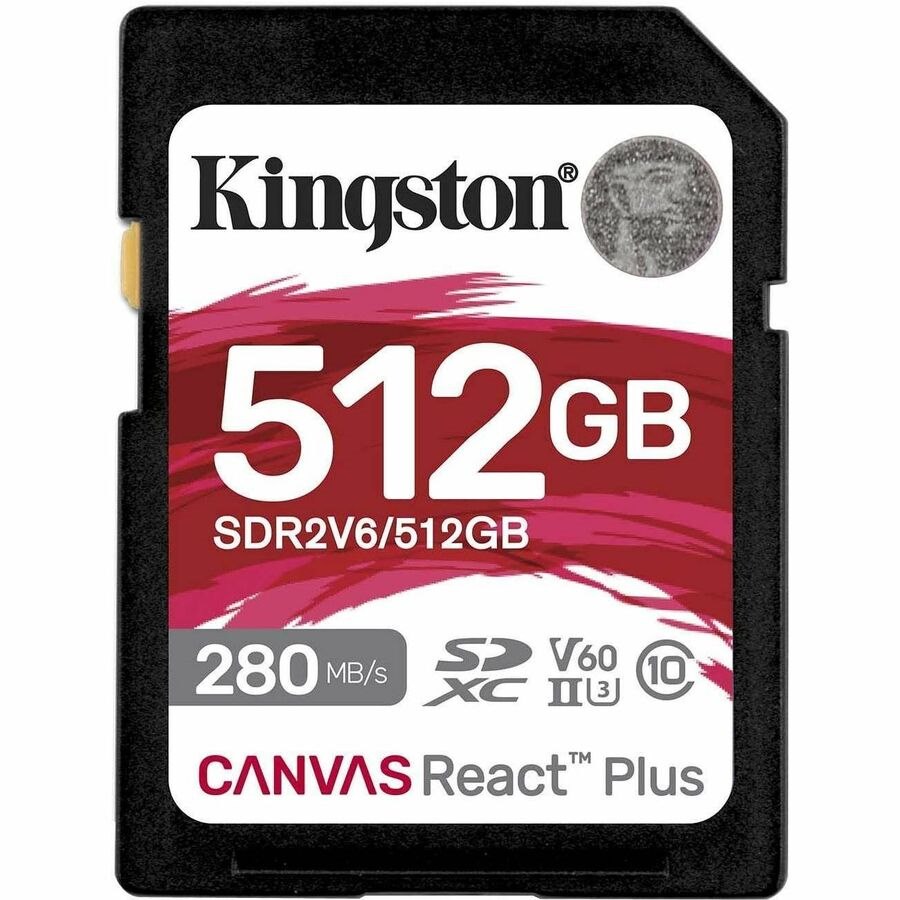 Kingston Canvas React Plus 512 GB Class 10/UHS-II (U3) V60 SDXC