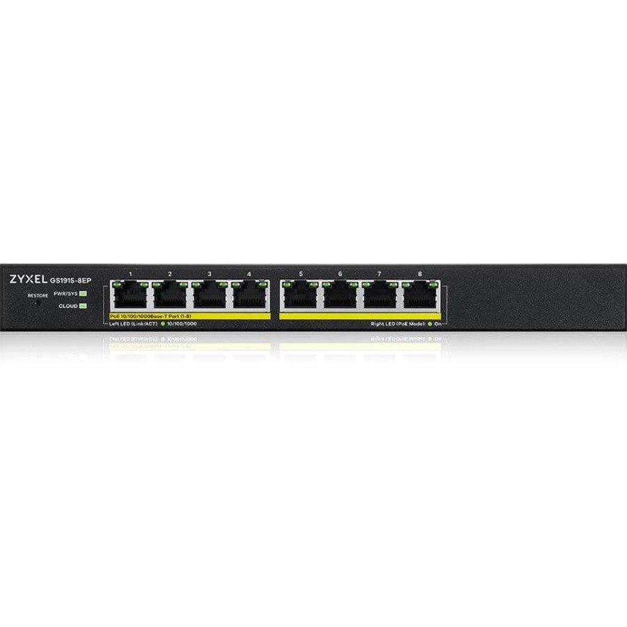 ZYXEL GS1915 GS1915-8EP 8 Poorten Beheer mogelijk Ethernetswitch - Gigabit Ethernet - 10/100/1000Base-T