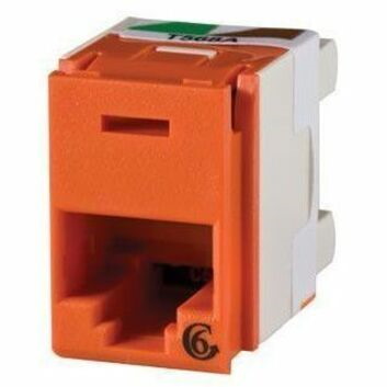 Ortronics Clarity 6 panel jack, rear load, T568A/B, 180 deg, orange