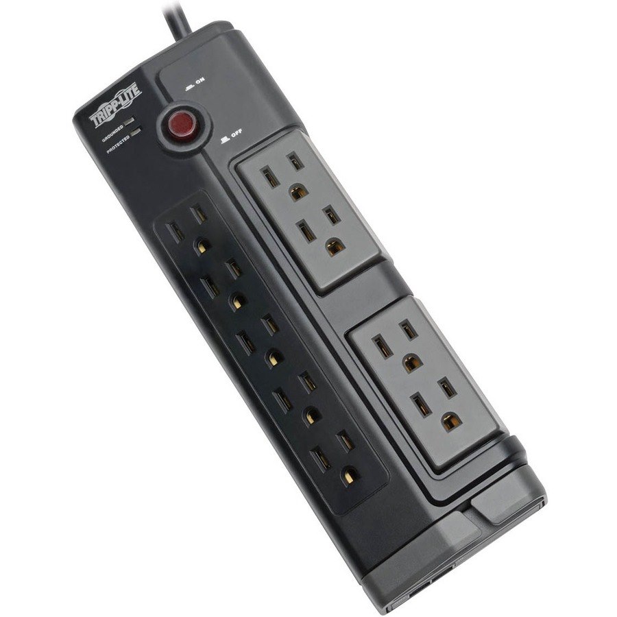 Tripp Lite by Eaton Protect It! 9-Outlet Surge Protector with 4 Rotating Outlets, 6 ft. (1.83 m) Cord, 2160 Joules, Tel/DSL/Fax Protection, Black