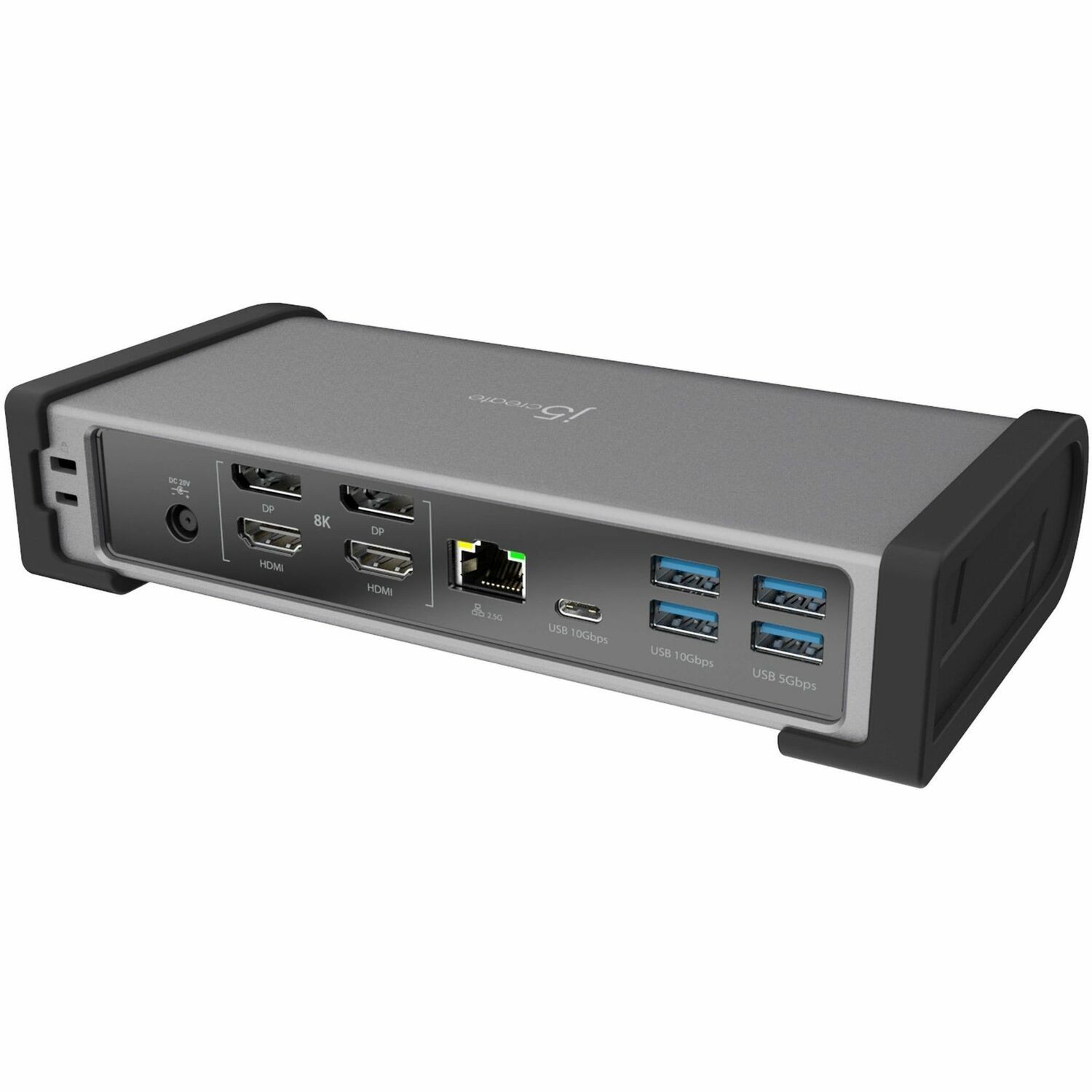 j5create JTD568 Thunderbolt 4 Docking Station for Desktop PC, Card Reader, Notebook, Headset, Mouse, Keyboard, Printer - Charging Capability - Memory Card Reader - SD - 135 W - Dark Grey, Space Gray
