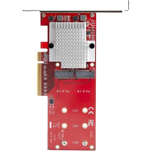 StarTech.com Dual M.2 PCIe SSD Adapter Card - x8 / x16 Dual NVMe or AHCI M.2 SSD to PCI Express 3.0 - M.2 NGFF PCIe (m-key) Compatible