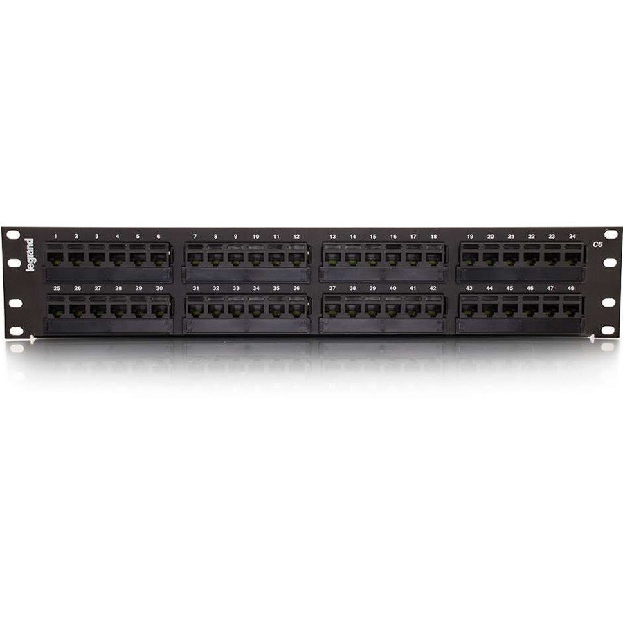 C2G 48-Port Cat6 110-Type Patch Panel - 2U Rackmount - 48 Ports