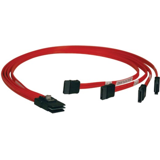 Eaton Tripp Lite Series Internal SAS Cable, 4-Lane mini-SAS (SFF-8087) to 4xSatA 7pin, 18-in. (0.5M)