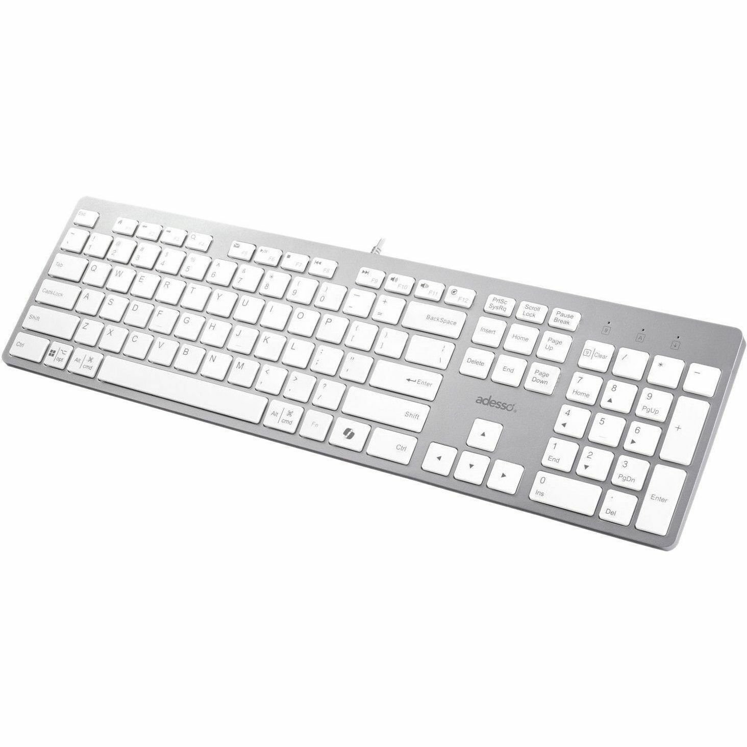 Adesso EasyTouch 730UW USB-C Multi OS Scissor Switch Keyboard With CoPilot AI Hotkey And USB-C, USB-A, 3.5mm Aux Ports